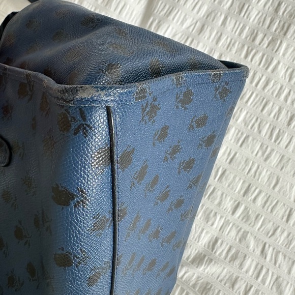 Coach Blue Satchel with Black Floral Design - Picture 6 of 9